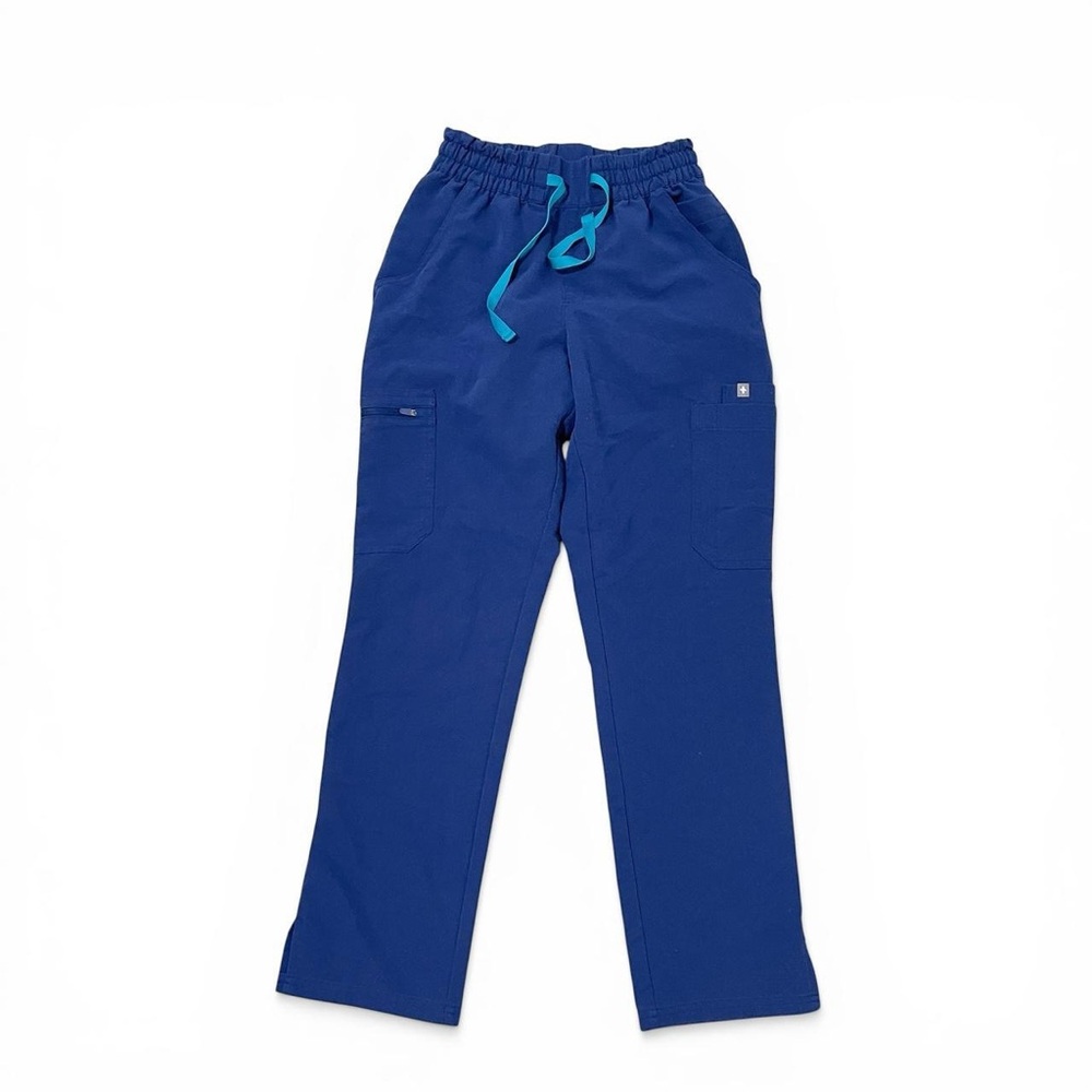 FIGS Women's Yola Skinny Scrub Pants in a royal blue color XS Petite XS/P